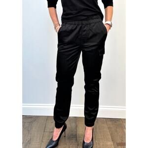 J Brand Piper Jogger Pant Black Cotton Blend Elasticized Paper Bag Waist Size 30